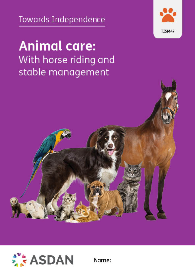 Towards Independence Animal Care with Horse Riding Purple Booklet Cover