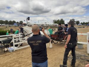 Nicolas Tantot of Park Lane driving the pony Rocky, with other volunteers in the foreground